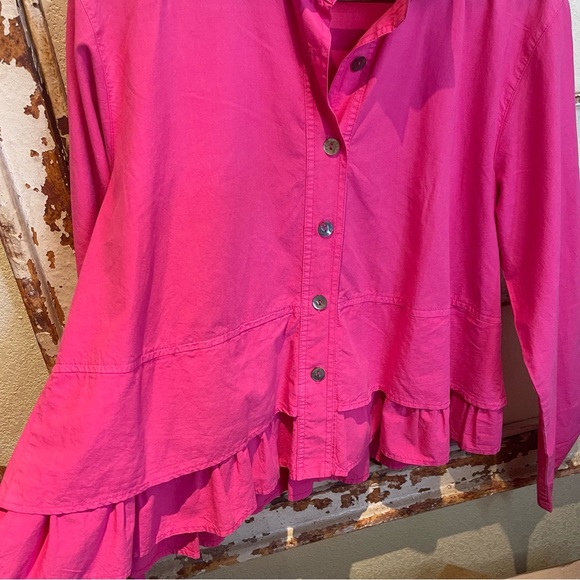 Eleven Stitch Design S Pink Swing Button Down Shirt Top Blouse Lagenlook - Picture 9 of 15